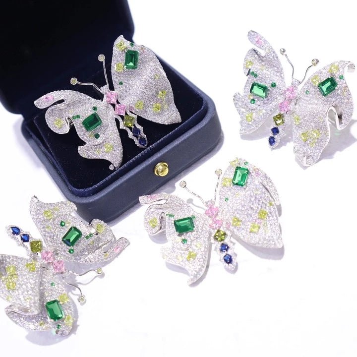 CZ Pink/Green Butterfly Dual Ring/Brooch - Uniquely You Online - Ring and Brooch