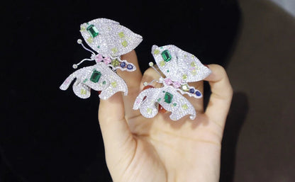 CZ Pink/Green Butterfly Dual Ring/Brooch - Uniquely You Online - Ring and Brooch