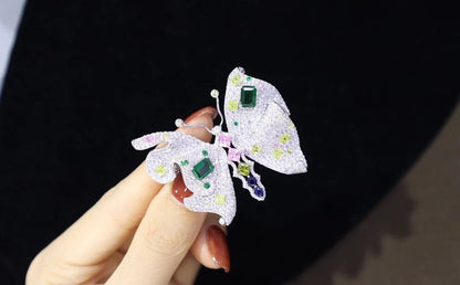 CZ Pink/Green Butterfly Dual Ring/Brooch - Uniquely You Online - Ring and Brooch