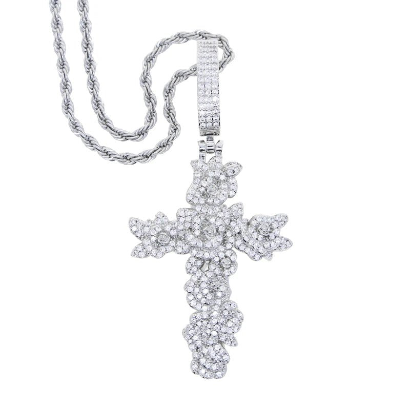 CZ Rose Cross Pendant with Necklace - Uniquely You Online - Pendant and Necklace