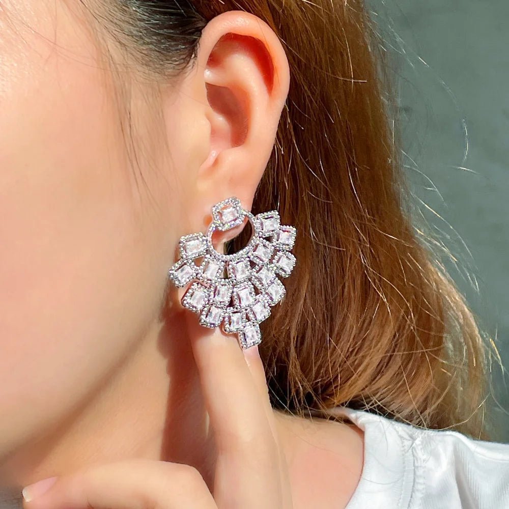 CZ Sparkling White Trapezoid Drop Earrings - Uniquely You Online - Earrings