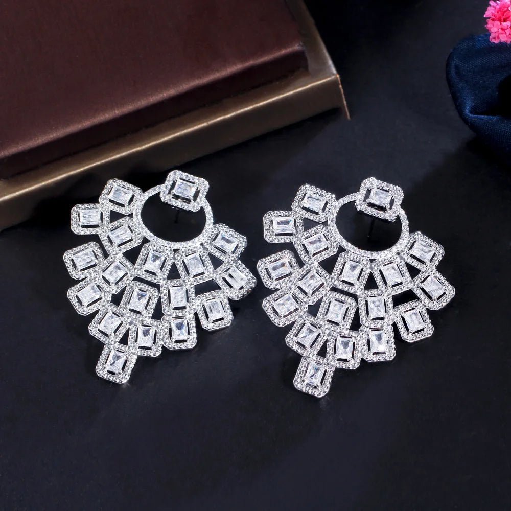 CZ Sparkling White Trapezoid Drop Earrings - Uniquely You Online - Earrings