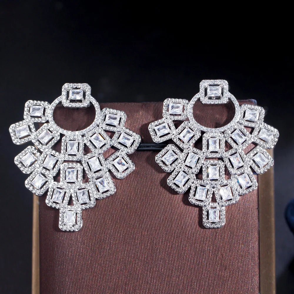 CZ Sparkling White Trapezoid Drop Earrings - Uniquely You Online - Earrings