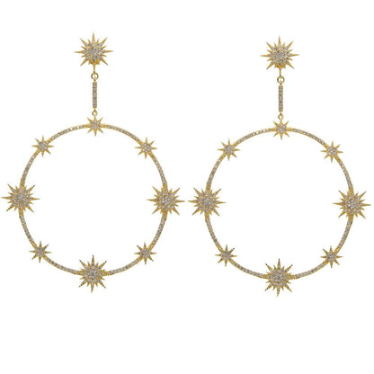 CZ Starburst Dangle Hoop Earrings - Uniquely You Online - Earrings