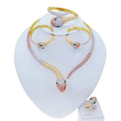 CZ Tri-Color Snake Jewelry Set - Uniquely You Online - Jewelry Set