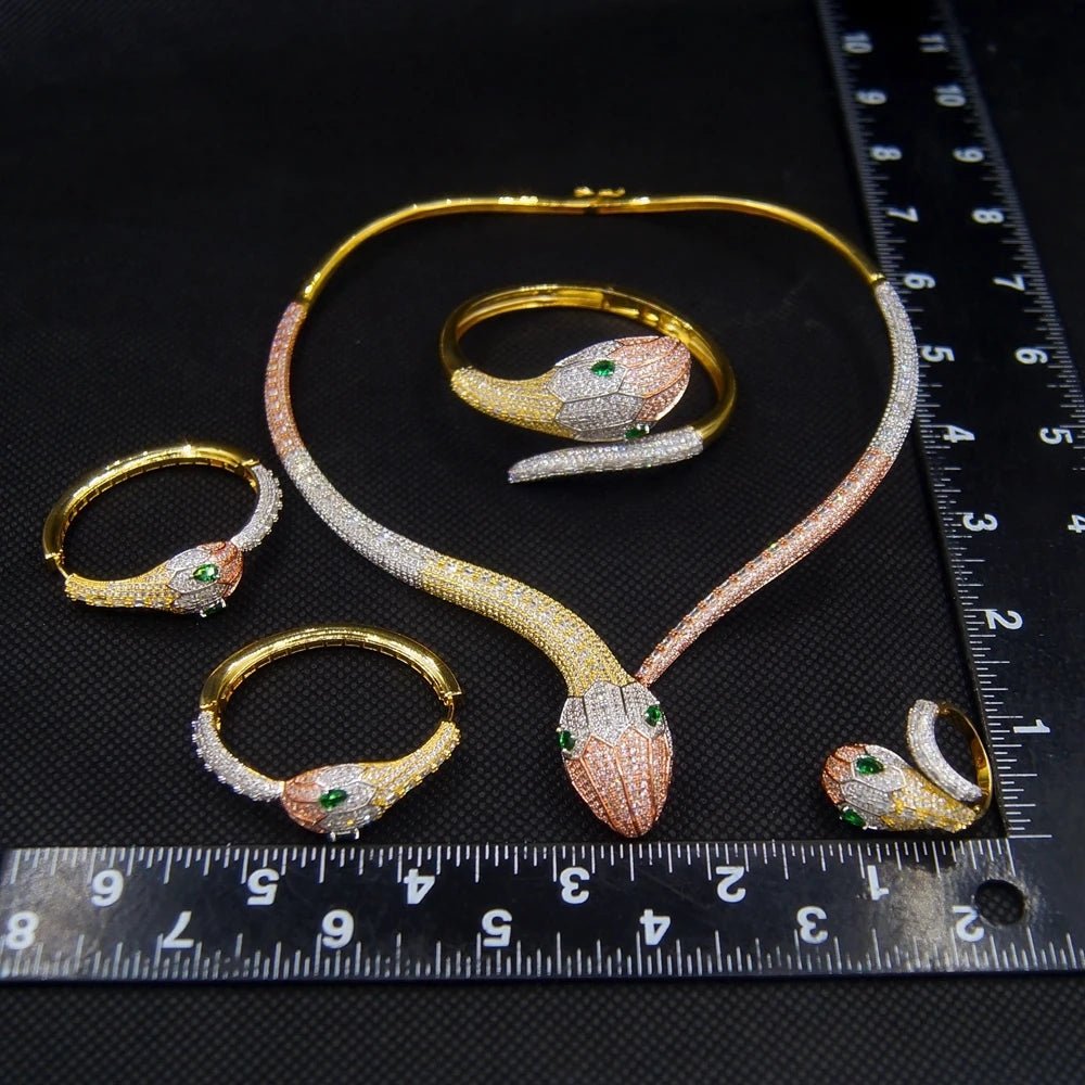 CZ Tri-Color Snake Jewelry Set - Uniquely You Online - Jewelry Set