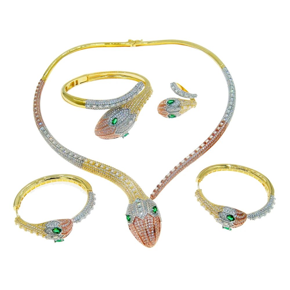 CZ Tri-Color Snake Jewelry Set - Uniquely You Online - Jewelry Set