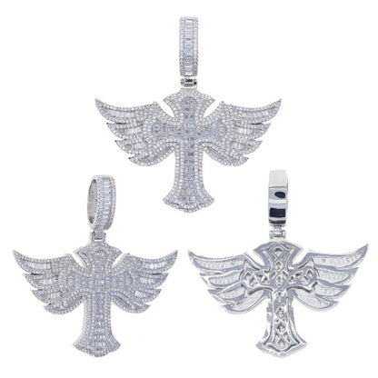 CZ Winged Cross Pendant and Necklace - Uniquely You Online - Pendant and Necklace