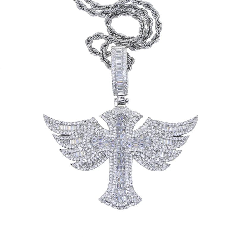 CZ Winged Cross Pendant and Necklace - Uniquely You Online - Pendant and Necklace