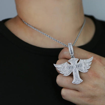 CZ Winged Cross Pendant and Necklace - Uniquely You Online - Pendant and Necklace