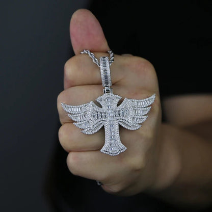 CZ Winged Cross Pendant and Necklace - Uniquely You Online - Pendant and Necklace