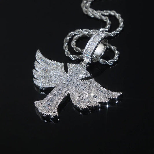 CZ Winged Cross Pendant and Necklace - Uniquely You Online - Pendant and Necklace