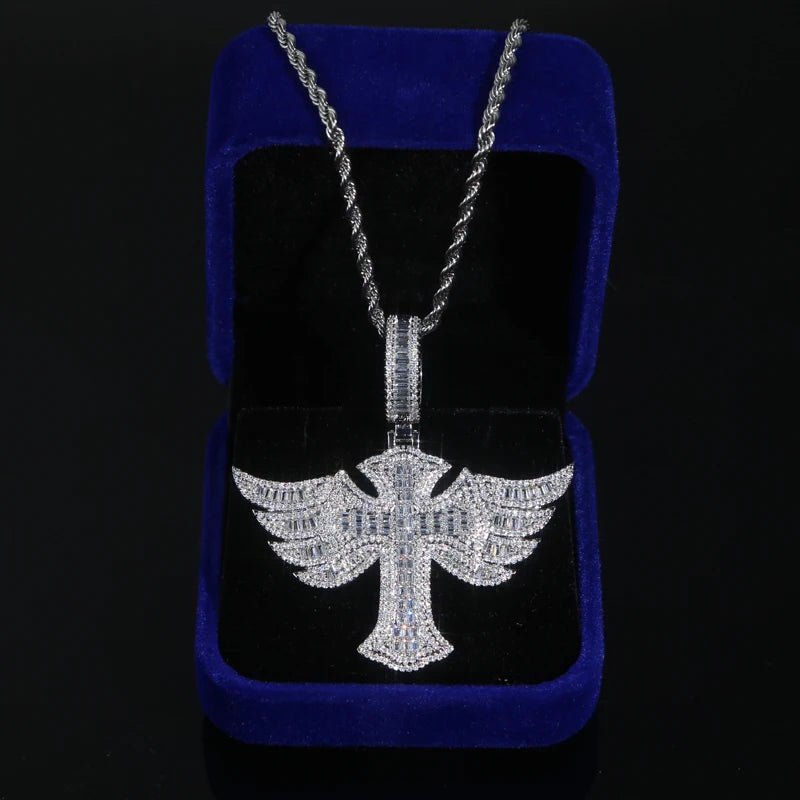 CZ Winged Cross Pendant and Necklace - Uniquely You Online - Pendant and Necklace