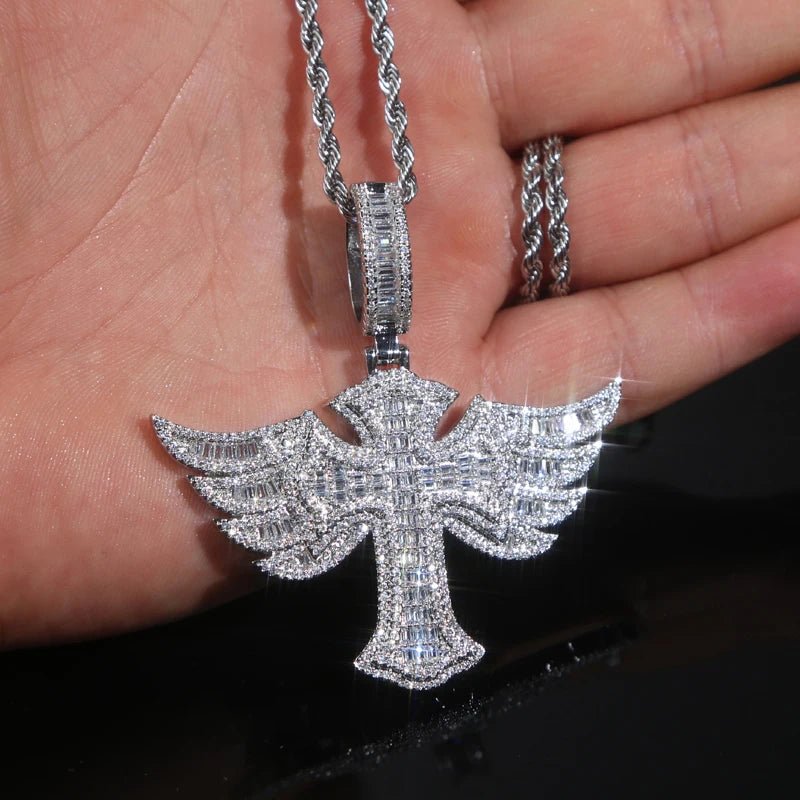 CZ Winged Cross Pendant and Necklace - Uniquely You Online - Pendant and Necklace