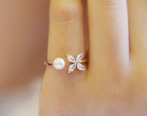 Delicate Pearl Flower Ring - Uniquely You Online - Ring