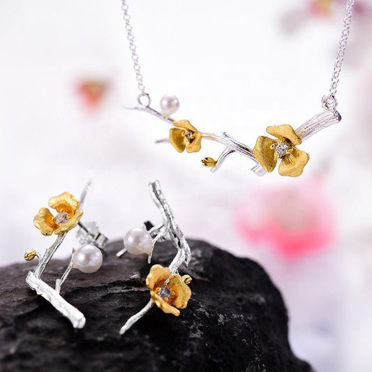 Delicate Plum Blossom Jewelry Set - Uniquely You Online - Jewelry Set