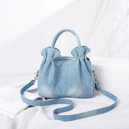 Denim Ruffle Tote Bag - Uniquely You Online - Handbag