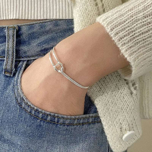 Double Layer Chain Knot Bangle - Uniquely You Online - Bracelet