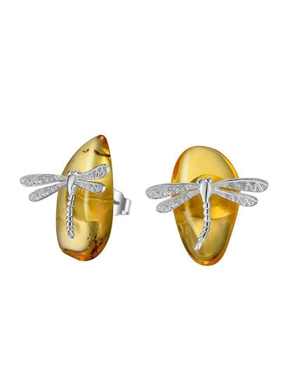 Dragonfly Amber Stud Earrings - Uniquely You Online - Earrings