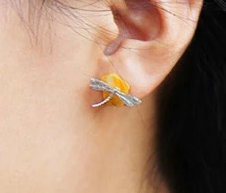 Dragonfly Amber Stud Earrings - Uniquely You Online - Earrings