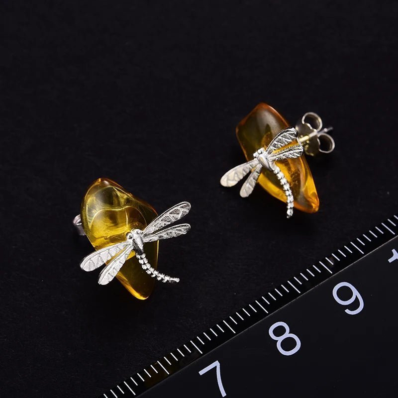 Dragonfly Amber Stud Earrings - Uniquely You Online - Earrings