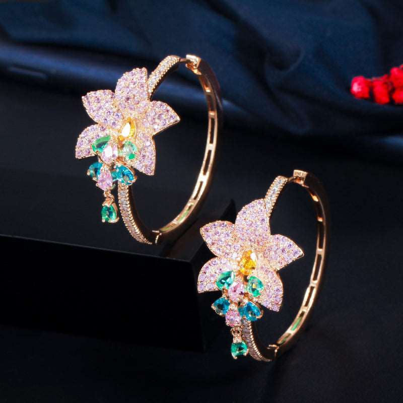 Drop Flower Hoop Earrings - Uniquely You Online - Earrings