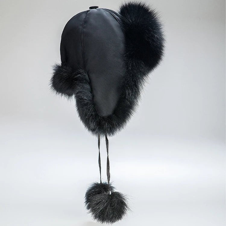 Faux Fur Earflap Pom Pom Hat - Uniquely You Online - Hat
