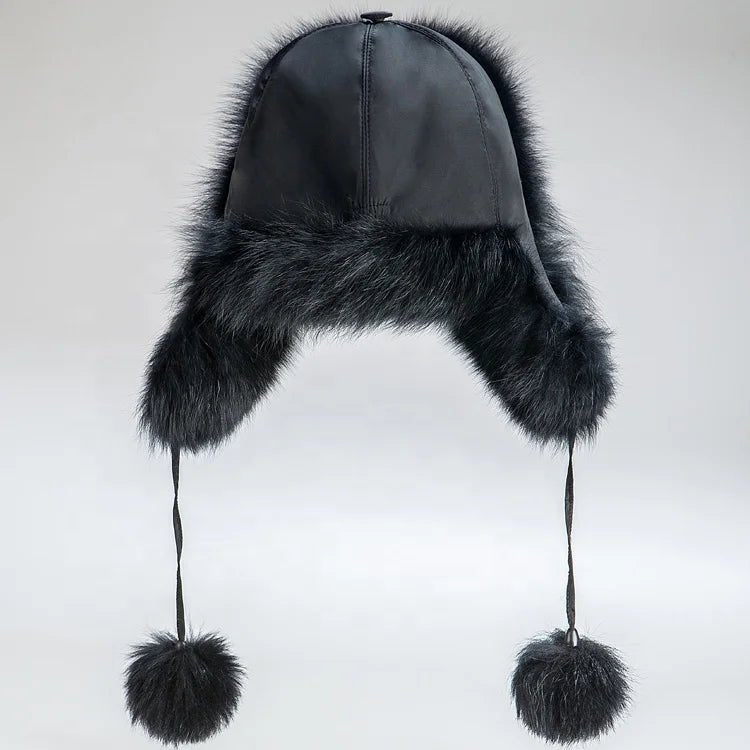 Faux Fur Earflap Pom Pom Hat - Uniquely You Online - Hat