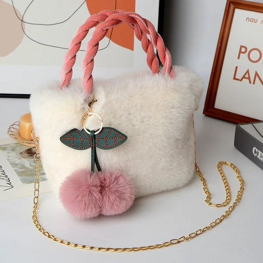 Faux Fur Plush Cherry Bag - Uniquely You Online - Handbag