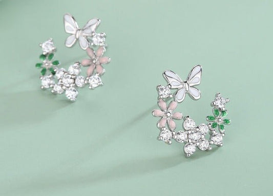 Flower Butterfly Stud Earrings - Uniquely You Online - Earrings