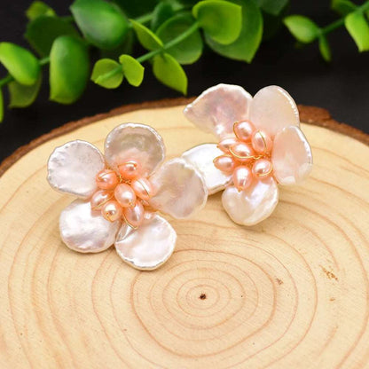 Flower Pearl Stud Earrings - Uniquely You Online - Earrings