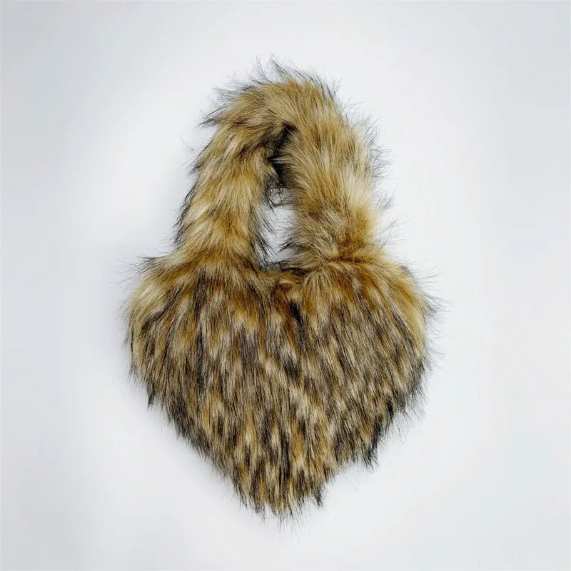 Fluffy Plush Faux Fur Heart Bag - Uniquely You Online - Handbag