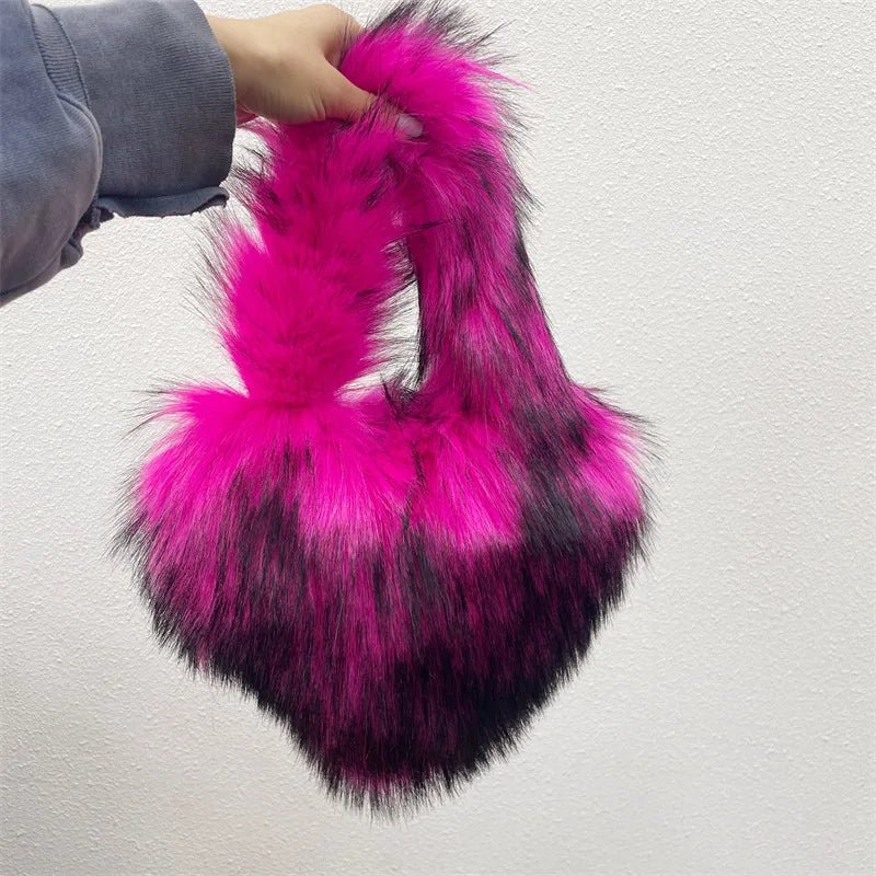 Fluffy Plush Faux Fur Heart Bag - Uniquely You Online - Handbag