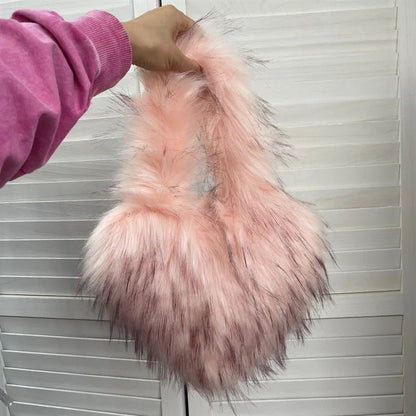 Fluffy Plush Faux Fur Heart Bag - Uniquely You Online - Handbag