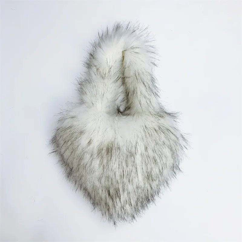 Fluffy Plush Faux Fur Heart Bag - Uniquely You Online - Handbag