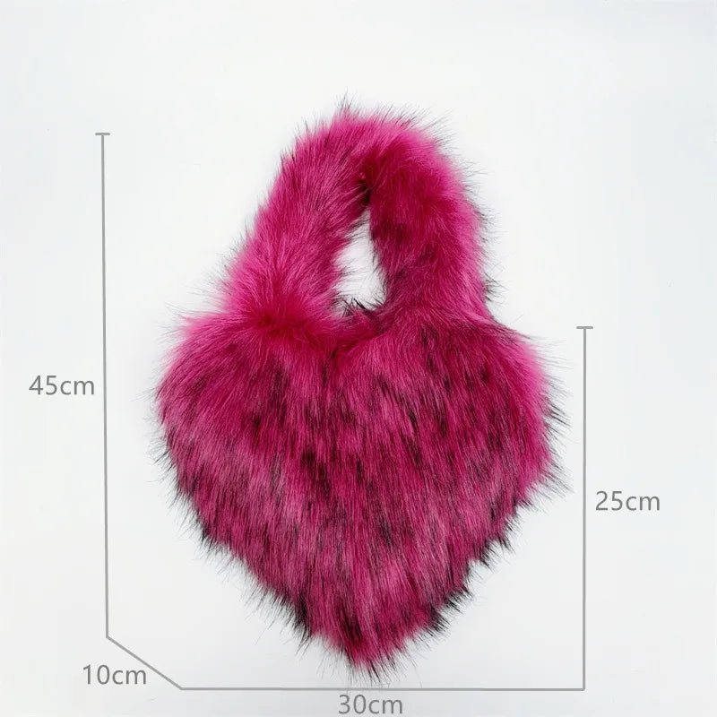 Fluffy Plush Faux Fur Heart Bag - Uniquely You Online - Handbag