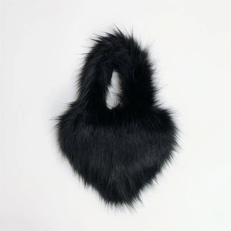 Fluffy Plush Faux Fur Heart Bag - Uniquely You Online - Handbag