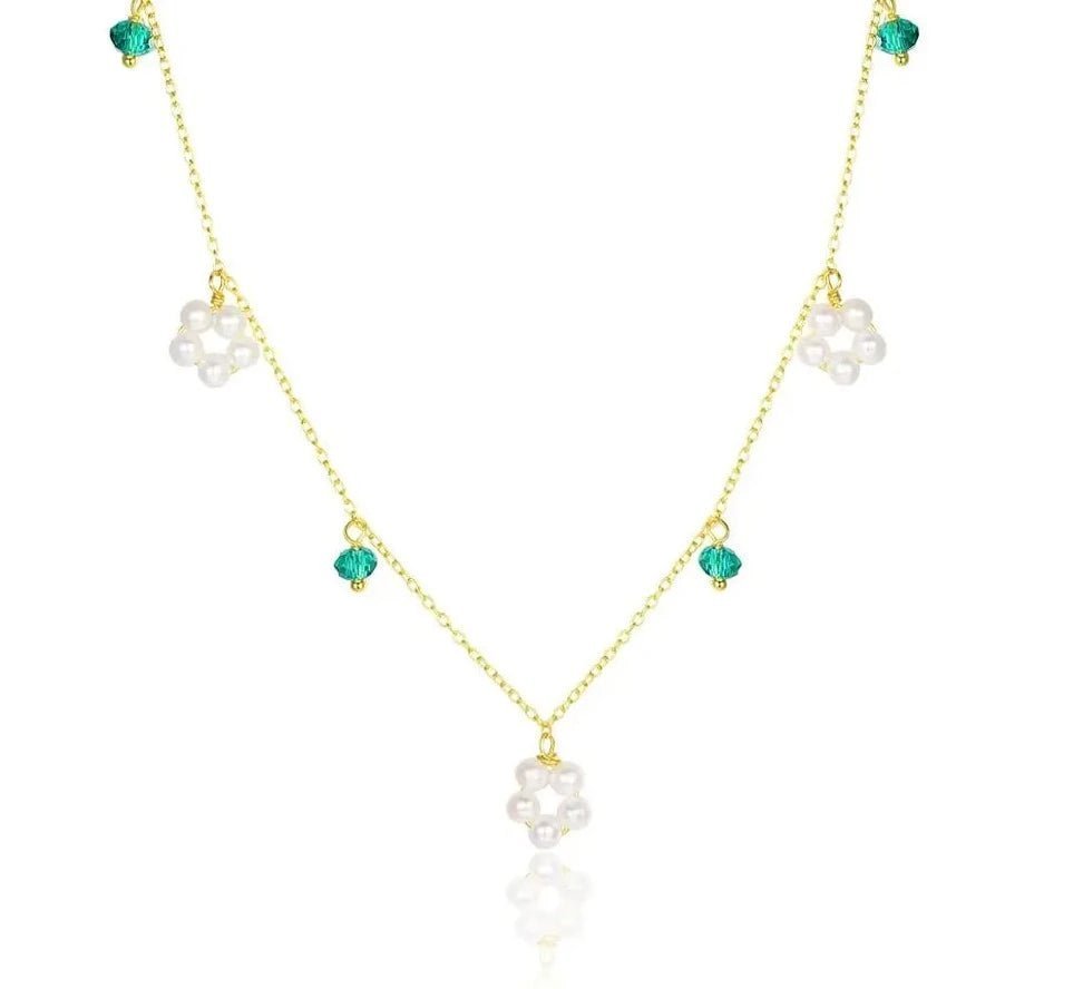 Freshwater Beaded Crystal Charm Necklace - Uniquely You Online - Necklace