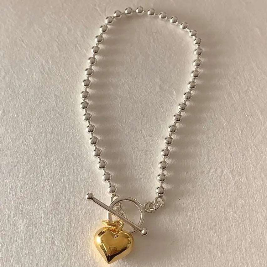 Gold Heart Bead Link Bracelet - Uniquely You Online - Bracelet
