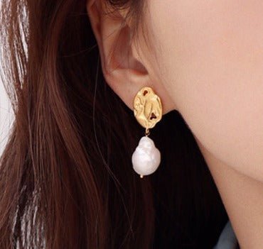 Gold Leaf Pearl Drop Earrings - Uniquely You Online - Earrings