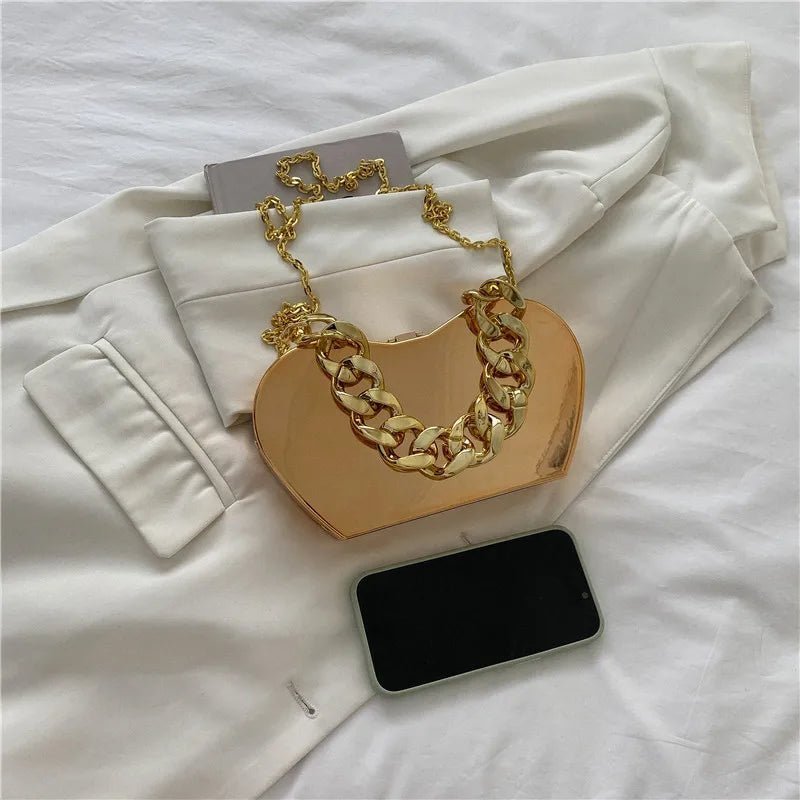 Golden Apple Metal Chain Bag - Uniquely You Online - Handbag