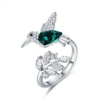 Green Crystal Bird Wrap Ring - Uniquely You Online - Ring