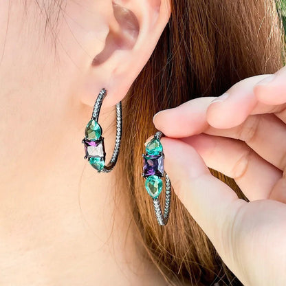 Green Water Drop Hoop Earrings - Uniquely You Online - Earrings