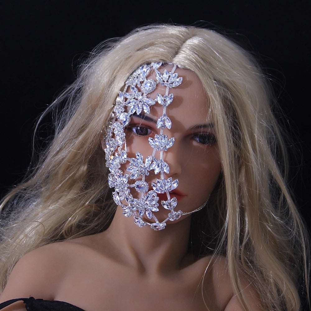 Half Face Crystal Leaf Facemask - Uniquely You Online - Mask
