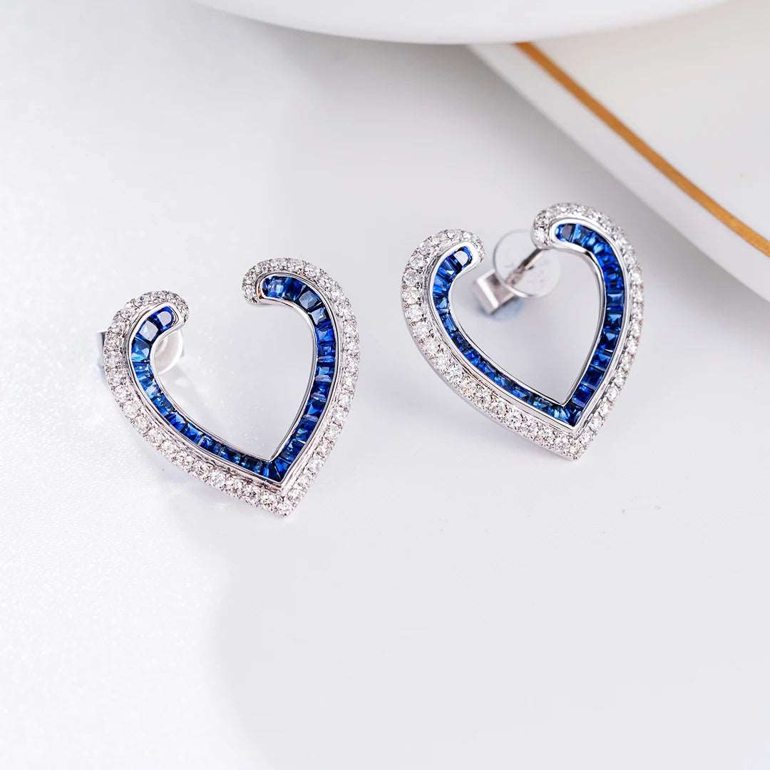 Heart Sapphire Diamond Earrings - Uniquely You Online - Earrings