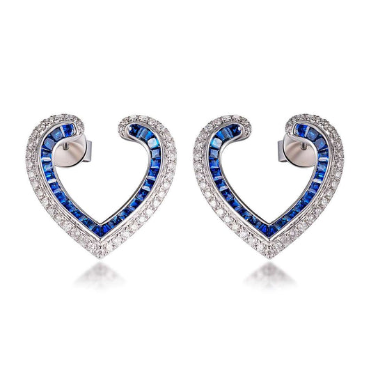 Heart Sapphire Diamond Earrings - Uniquely You Online - Earrings