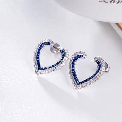 Heart Sapphire Diamond Earrings - Uniquely You Online - Earrings