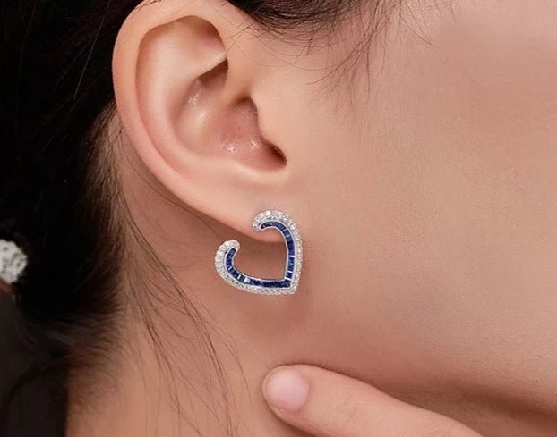 Heart Sapphire Diamond Earrings - Uniquely You Online - Earrings