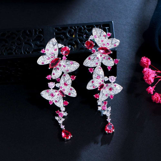 Hot Pink Butterfly Drop Earrings - Uniquely You Online - Earrings