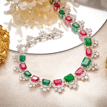 Ice/Red/Green Gem Statement Necklace - Uniquely You Online - Necklace